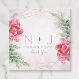 Blush Pink Blumengrün Wasserfarben Hochzeit Geschenkanhänger