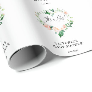 Blush Pink Blumenherz Geschenkpapier