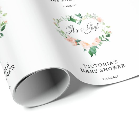 Blush Pink Blumenherz Geschenkpapier (Rolleneckpunkt)