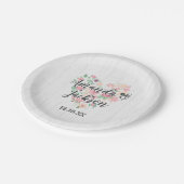 Blush Pink Blumenherz Moderne Hochzeitsmonogramm Pappteller (Schrägansicht)