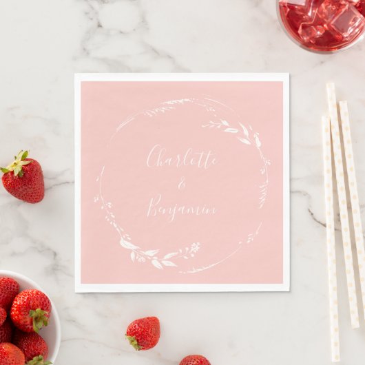 Blush Pink Blumenkalligrafie Personalisiert Serviette (Beispiel)