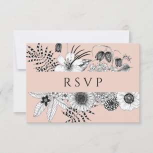 Blush Pink Blumenkarte Wahl Hochzeitskarte RSVP Karte