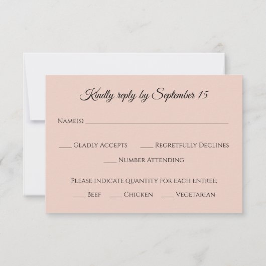 Blush Pink Blumenkarte Wahl Hochzeitskarte RSVP Karte (Rückseite)
