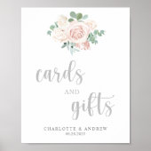 Blush Pink Blumenkarten und Geschenke für Hochzeit Poster (Vorne)