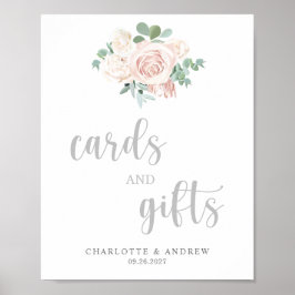 Blush Pink Blumenkarten und Geschenke für Hochzeit Poster