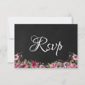 Blush Pink Blumenkhalkboard Wedding Rsvp Card Save The Date (Vorderseite)