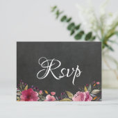 Blush Pink Blumenkhalkboard Wedding Rsvp Card Save The Date (Stehend Vorderseite)