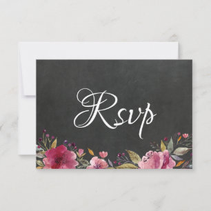 Blush Pink Blumenkhalkboard Wedding Rsvp Card Save The Date