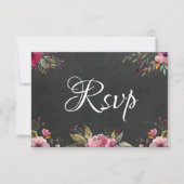 Blush Pink Blumenkhalkboard Wedelkarte RSVP (Vorderseite)