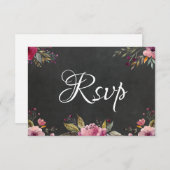 Blush Pink Blumenkhalkboard Wedelkarte RSVP (Vorne/Hinten)