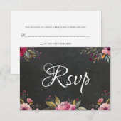 Blush Pink Blumenkhalkboard Wedelkarte RSVP Karte (Vorne/Hinten)