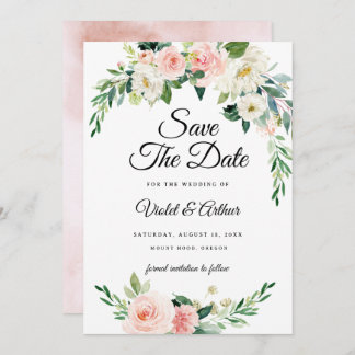 Blush Pink Blumenkreide Hochzeit speichern das Dat Einladung