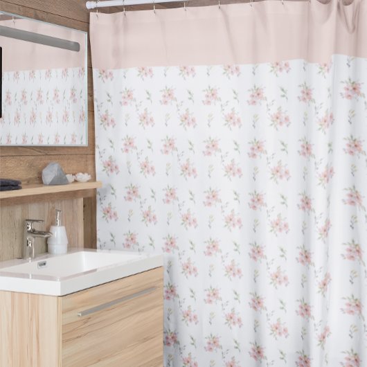 Blush Pink Blumenmuster Duschvorhang