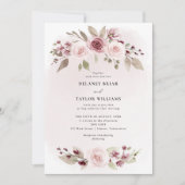 Blush Pink Blumenreath Wedding One Piece Einladung (Vorderseite)