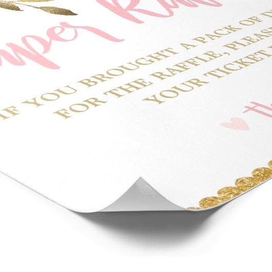 Blush Pink Blumenspülung Windeldusche Windelspulen Poster (Ecke)