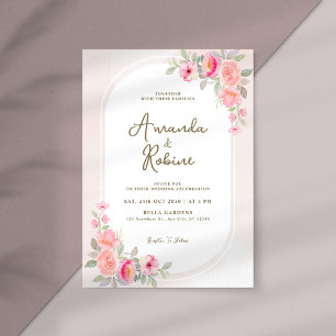 Blush Pink Blumenstrauß Einladung zur Hochzeit