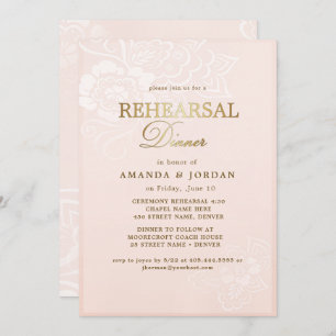 Blush Pink Blumenstrauß Hochzeitspass Probe Dinner Einladung