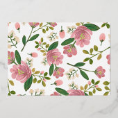 Blush Pink Blumenstrauß und Gold Save the Date Folieneinladung (Rückseite)