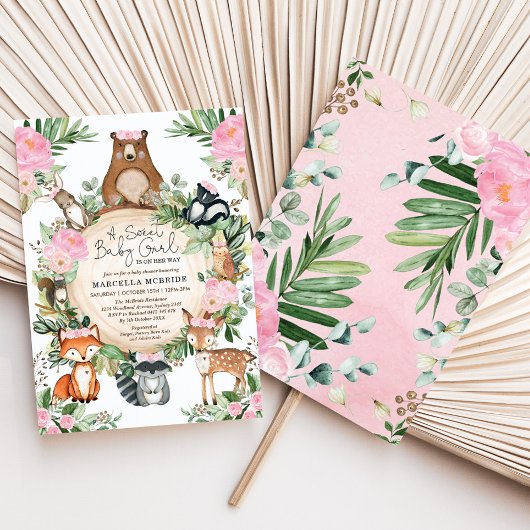 Blush Pink Blumenwald Girl Babydusche Einladung