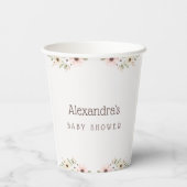 Blush Pink Blumenwald Owl Babydusche Pappbecher (Rückseite)