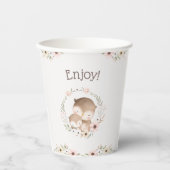 Blush Pink Blumenwald Owl Babydusche Pappbecher (Vorderseite)