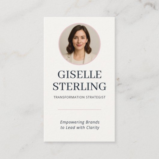 Blush Pink Blush & Navy Blue Photo QR Code Visitenkarte (Vorderseite)