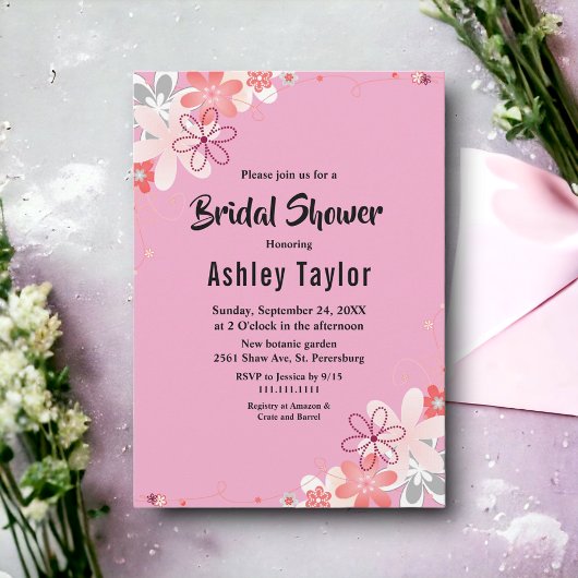 Blush Pink Blütenblüte Rose Sommer Blumenkohl Brau Einladung