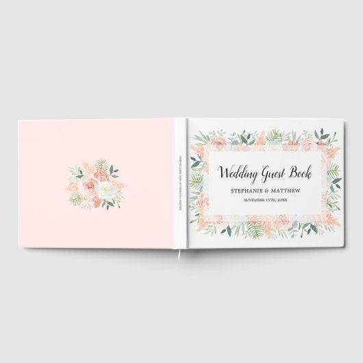 Blush Pink Blütenblütenblütenblume Hochzeit Gästebuch (Voll)
