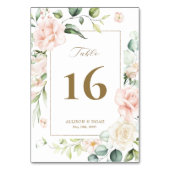 Blush Pink Blütengoldrahmen Hochzeitskur Tischnumm Tischnummer (Vorderseite)