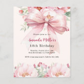 Blush Pink Bogen Blumen Creme Geburtstagseinladung (Vorderseite)