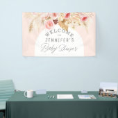 Blush pink Boho Arch Floral Pampas Babydusche Banner (Messeveranstaltung)