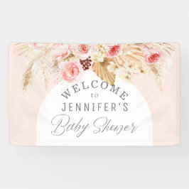 Blush pink Boho Arch Floral Pampas Babydusche Banner