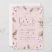  Blush Pink Boho Baby Shower Girl Baby Brunch  Einladung (Vorderseite)