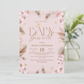  Blush Pink Boho Baby Shower Girl Baby Brunch  Einladung