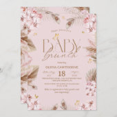  Blush Pink Boho Baby Shower Girl Baby Brunch  Einladung (Vorne/Hinten)