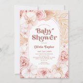 Blush Pink Boho Bloral Baby Dusche Einladung (Vorderseite)