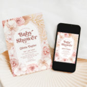 Blush Pink Boho Bloral Baby Dusche Einladung