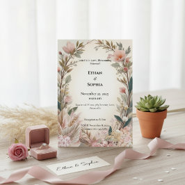 Blush Pink Boho Bloral Wedite Einladung
