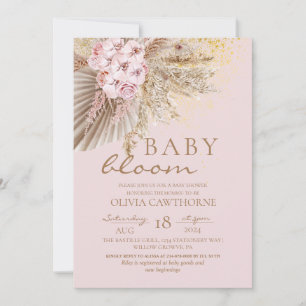 Blush Pink Boho Blume Baby Girl Dusche Einladung