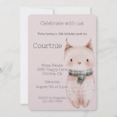 Blush Pink Boho Cat Geburtstag Einladung (Vorderseite)