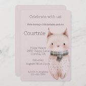 Blush Pink Boho Cat Geburtstag Einladung (Vorne/Hinten)