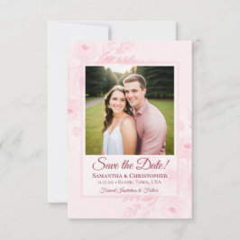 Blush Pink Boho Chic Peonies & Photo Wedding Save The Date