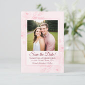 Blush Pink Boho Chic Peonies & Photo Wedding Save The Date (Stehend Vorderseite)