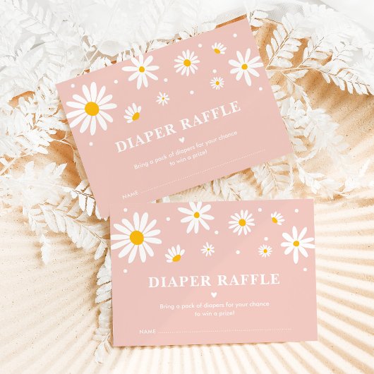 Blush Pink Boho Daisy Floral Diaper Raffle Baby Begleitkarte