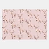 Blush Pink Boho Deer Christmas Trees Geschenkpapier Set (Vorderseite)