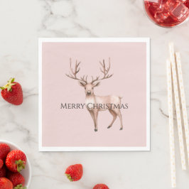 Blush Pink Boho Deer Serviette