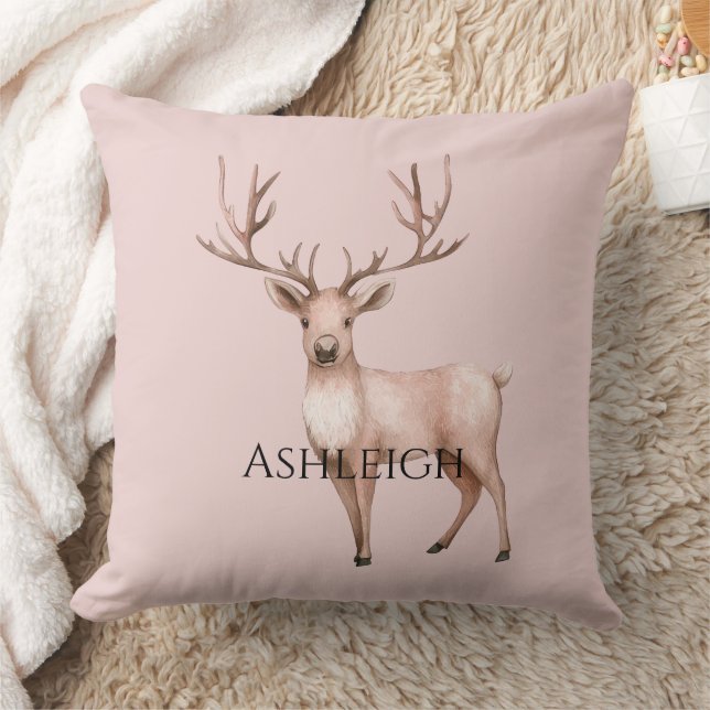 Blush Pink Boho Deer Tree Kissen (Decke)