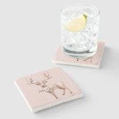 Blush Pink Boho Deer Tree Steinuntersetzer (Seitenansicht)
