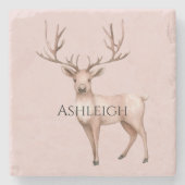 Blush Pink Boho Deer Tree Steinuntersetzer (Vorderseite)