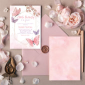 Blush Pink Boho Floral Butterfly Girl Babydusche Einladung